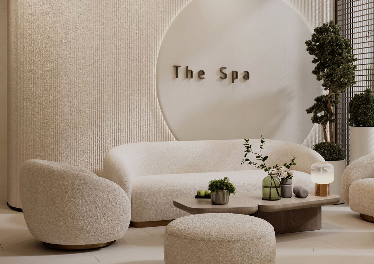Interior of a calm wellness studio reception area